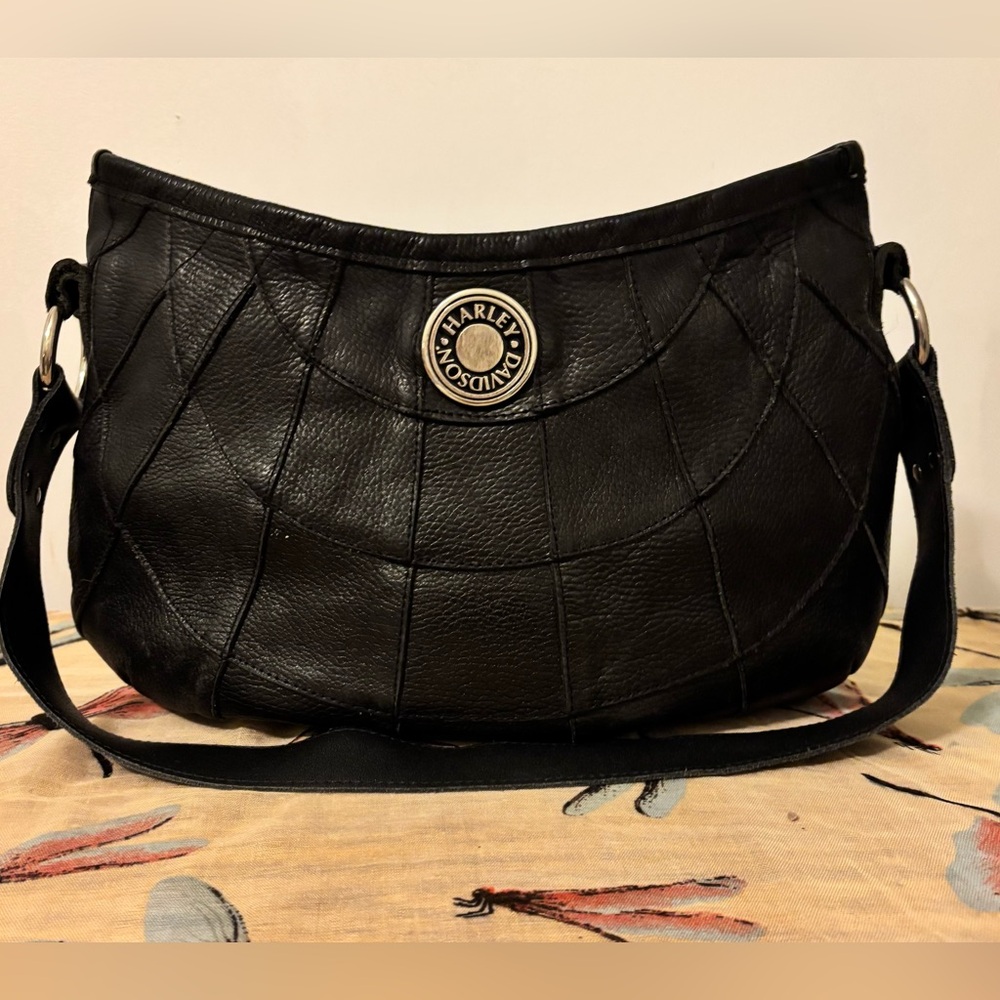 Vintage Harley Davidson Black leather Shoulder Bag